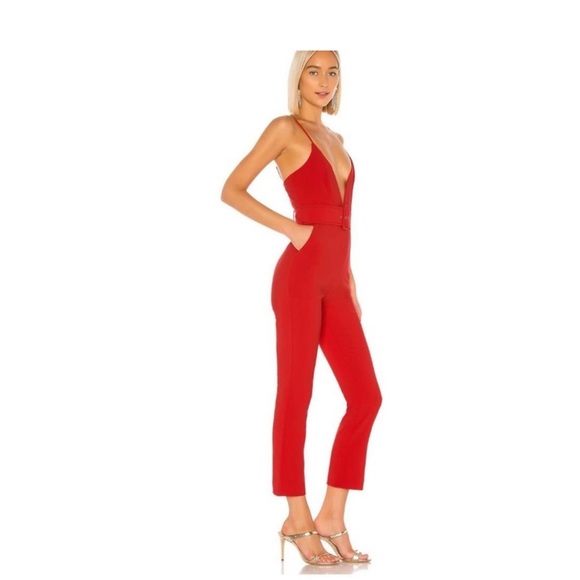 NBD Red Jumpsuit size XXS with adjustable straps and pockets - Picture 2 of 7